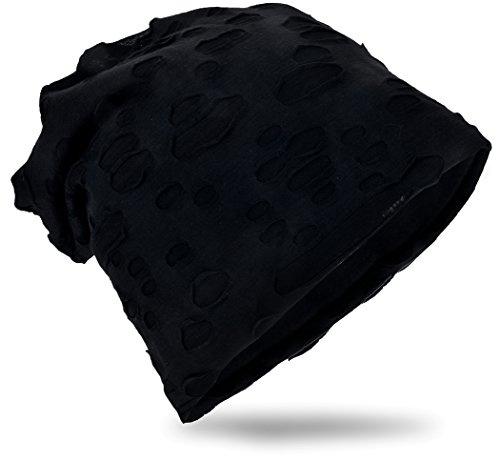 Miobo Slouch Beanie Mütze,Einheitgröße,Destroyed Vintage Look Schwarz