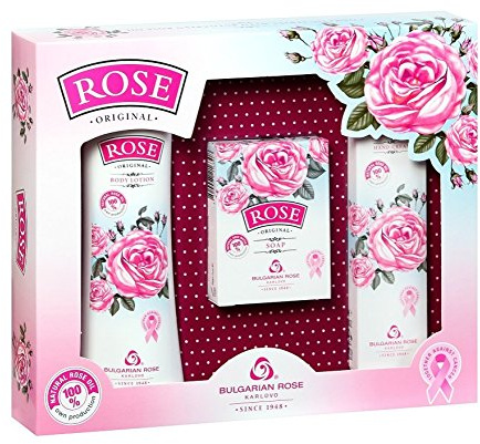 Rose Original Gift Set for Women with Body Lotion, Soap and Hand Cream with 100% Natural Rose Oil Paraben Free