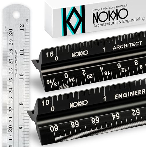 Architectural Scale Ruler and Engineering Scale Ruler Set, 12-Inch, 3-Piece