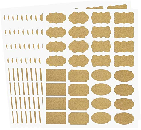 320pcs，Stickers Labels Fancy Kraft Paper,for Essential Oil Bottle, Spice Bottle, Glass, Cups, Containers, Canisters 10 Sheets of Labels, 320pcs