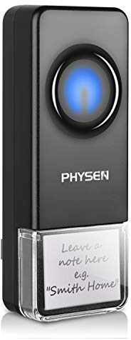 PHYSEN Émetteur de Sonnette sans Fil sans récepteur, portée de 400 m IP55 extérieur Bouton de Sonnette de Porte Avant étanche avec Affichage LED, émetteur supplémentaire pour Sonnette-NOI