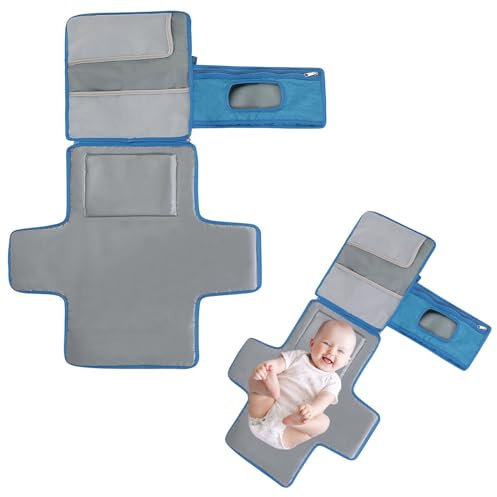 BYXG 1 Pcs Matelas A Langer Bebe Matelas À Langer De Voyage Matelas À Langer pour Bébé Matelas Change Bebe Pliable Matelas A Langer De Voyage Amovible Tapis À Langer pour Bébé Bleu
