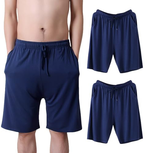 Jamron Herr Plus Size 2-pack pyjamas shorts lätt elastisk fritid hem vardagsrum shorts med fickor S-6XL