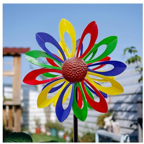 LHCXKJGS Molinillos De Viento Girasoles 174CM Girasol Doble Dirección De Movimiento, Rehiletes De Viento para Jardin La JardíN DecoracióN del Patio,Colorful