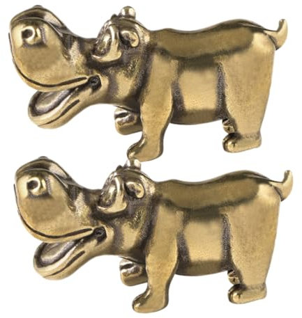 KONTONTY 2stücke Nilpferdfigur Aus Messing Nilpferdornament Für Schreibtisch Kreatives Retro-dekor Miniaturschmuck Für Wohnzimmer Und Büro Nilpferdstatuendekor Nilpferdmodellierornament Für