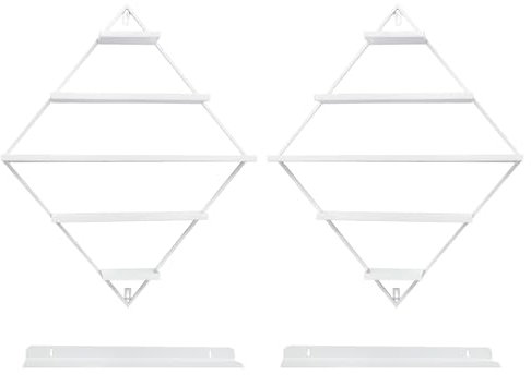 Alnemy Scaffale per smalti in metallo a forma di diamante, organizzatore per smalto per unghie, oli essenziali, rossetto (bianco)