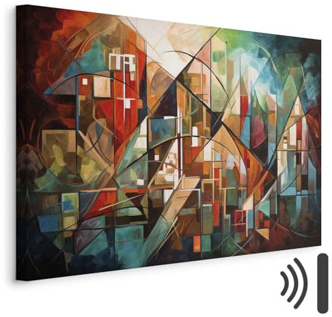 murando - Quadro Acustico AI Stile di Mondrian Città Geometrica 60x40 cm 1 Pezzo - Canvas Schiuma Acustica - Quadri Fonoassorbenti Decorativi Moderni - Protezione dai Rumori Cameretta a-B-10069-b-a