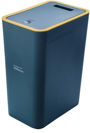 Press Top Garbage Bin – Slim Wastebasket with Lid for Narrow Spaces | Covered Trash Can for Bedroom, Bathroom, Kitchen | Modern Design Bin with Push Lid for Living Room, Home, or Corner Use