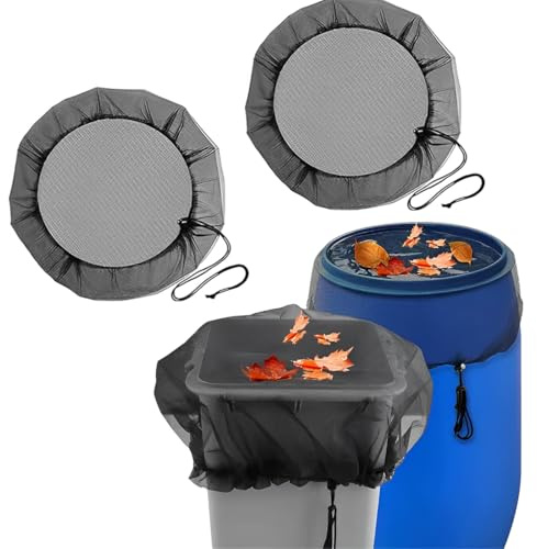 UEIOAVL Barriles de lluvia, 2 redes para barril de lluvia con cordón ajustable de 60 cm cubierta protectora para evitar hojas y mosquitos (negro)