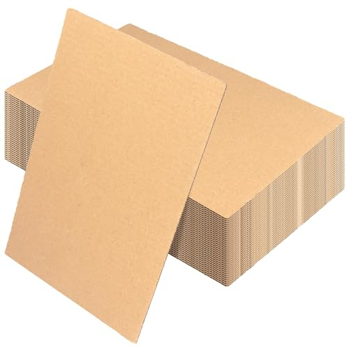 Lot de 50 feuilles de carton ondulé A4 - Carton kraft 3 mm - 20 x 30 cm - Marron - Pour bricolage, emballage, projets créatifs et artisanat