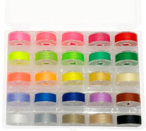 25Pcs Bobbins for Sewing Machine Pre-Wound Sewing Machine Accessories Portable Sewing Machine Threads with Bobbin Case Handheld EmbroideryMachine Singer Sewing Machine(Assorted Colors)