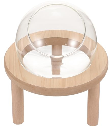 Alasum Bac à Sable pour Hamster et Petits Animaux de Compagnie, Salle de Bain Transparente en Verre 10 Cm Base en Bois, Accessoire Pratique pour Cage, Toilette Délicate pour Hamsters