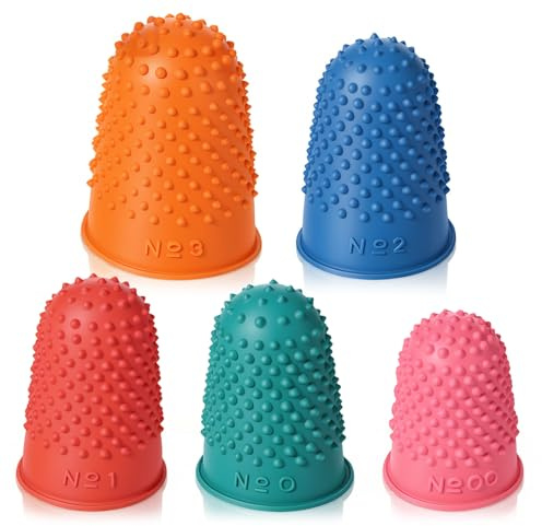 Hadnves 10 PCS Rubber Finger Tips Covers for Finger Protection 5 Colors and Sizes Reusable Silicone Thimble Gripper Thick for Paperwork Money Counting Hand Sewing Knitting Embroidery Crafts