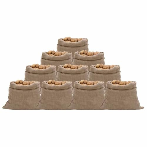 LoogCape jutesäckar 10 stycken 100 x 110 cm tillverkade av 100 % jute 220 g/m² mångsidig för hem trädgård förvaring transport dekoration hållbar hållbar påse för livsmedel växter med mera