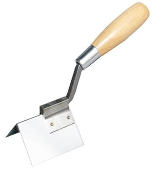 Bon Outside Corner Trowel 1 1/2 x 1 1/2 with Stainless Steel Blade and Wood Handle – Ideal for Finishing Tight Exterior Corners Around Windows, Doors, and Trim