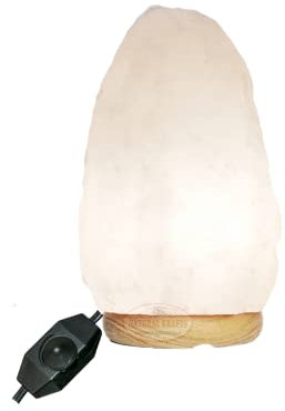 Lámpara de cristal de sal blanca del Himalaya, forma natural, muy rara luz de cristal de sal, ideal como regalo de decoración para el hogar