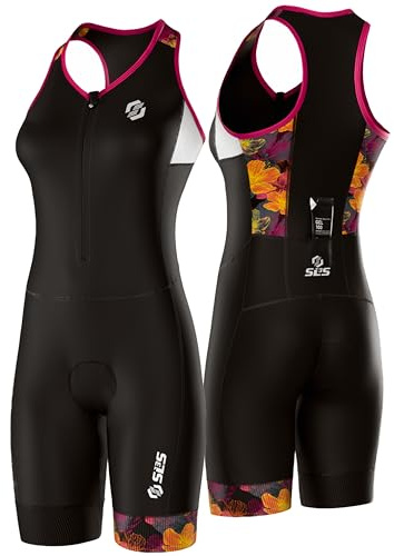 SLS3 Triathlon Suits Women - Durable AG Tri Suit Women, High Performance Design - Breathable Quick Dry Womens Trisuit, No Shelf Bra (Flora, X-Large)