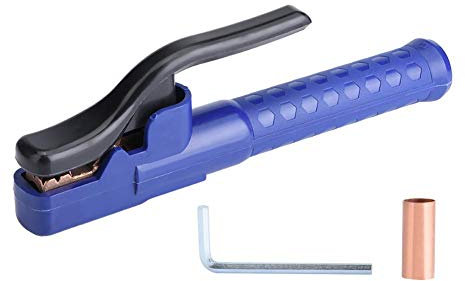 Schweißelektrodenhalter, 800A Elektrodenhalter Isolierte Kupferschweißklemme mit Schraubenschlüssel Kupferrohr für Schweißmaschine, Blauer Griff(Red Copper)