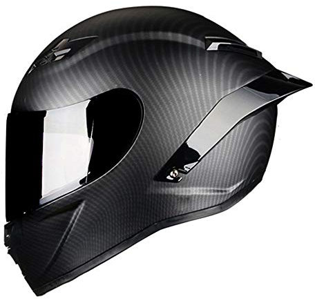 Woljay Casco Moto Integrale Fibra Carbonio Caschi Moto On Road Scooter Street Touring Casco da Motociclista Unisex Adulto DOT/ECE 22-05 Nero Opaco (L, Fumo)