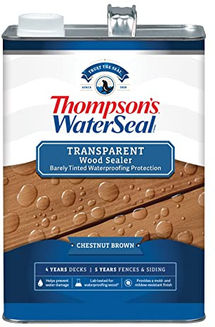 Thompson’s WaterSeal Transparent Waterproofing Wood Stain and Sealer, Chestnut Brown, 1 Gallon