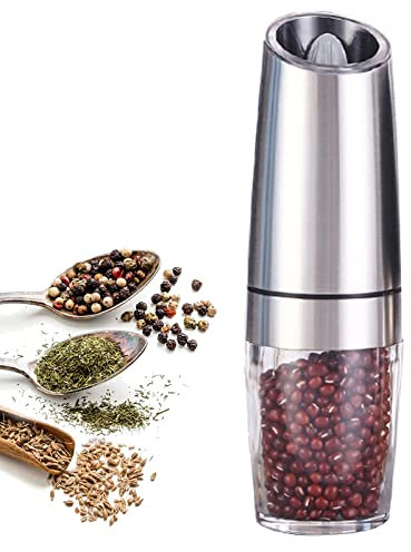 ATRNA Macinapepe Elettrico Macina Sale Pepe, Macina Pepe Elettrico Trita Spezie Regolabile a Grana Grossa per Sale Macinino Peperoncino-Silver