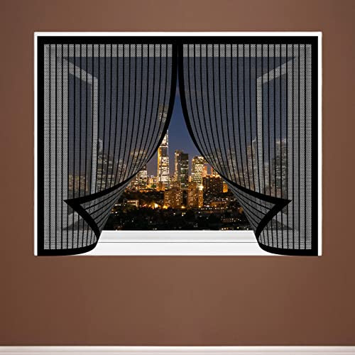 Mosquito Insect Mesh 75 x 185 cm(30 x 73inch) Magnetic Insect Mesh Fly Screens Window Mosquito Net Anti-Tearing for Living Room Windows Bedroom Windows, Black