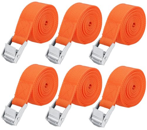 6Pcs Ratchet Tie Down Straps, 1m x 25mm Heavy Duty Lashing Straps, Adjustable Black Bike Rack Straps Tensioning Belts with Quick Release Cam Bukle for Vans,Motorcycle,Trucks,Trailer,Luggage,Cargo