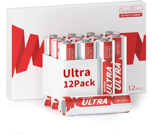BEVIGOR Lithium AA Batteries 12 Pack, 3500mAh 1.5V High Capacity AA Batteries, Suitable for a Variety of Household Equipment, Security Equipment (Non-Rechargeable)