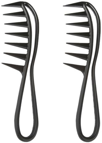 Neoreser 2 Stück Lockenkamm Strähnenkamm, Wide Tooth Comb, Antistatisch Kamm für für Home Salon Friseurkamm, für Verschiedenen Arten Von Haaren Haarkamm(Schwarz)