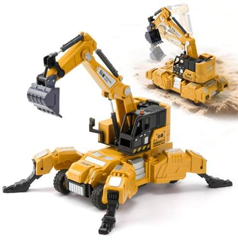 LTFIOON Vehículos de Construcción de Juguete, Excavadora de Juguete, Vehículos de Transporte, Camiones de Juguete Transformables, Regalos y Juguetes para Niños 3 4 5 6 Años
