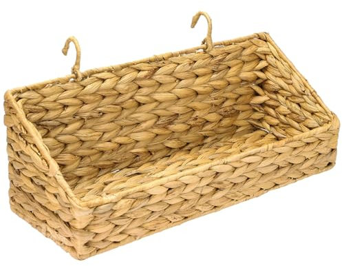 HMF Cesto sospeso intrecciato in giacinto d'acqua sostenibile, cestino da appendere | 40 x 15 x 15 cm