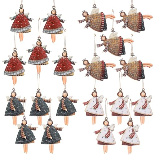 IWTBNOA 20 colgantes de ángeles pequeños para árbol de Navidad, colgante de ángel de Navidad, decoración de Navidad, decoración para árbol de Navidad, regalo de ángel de la guarda