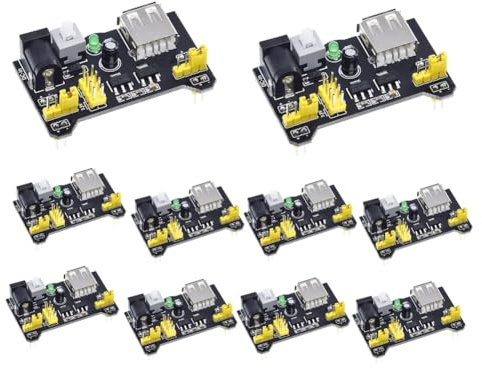 Jooehyer 10PCS for MB102 Breadboard Power Supply Module Set 2-Way 3.3V 5V for MB102 Breadboard Module Set