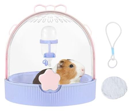 Small Animal Transport Box, Travel Hamster Cage, Bunny Transport Box, Portable Pet Box with Water Bottle for Rabbits, Birds, Mice, Gerbil Camping, Road Trip, Holiday, Walk, Outdoor, for Outdoor and