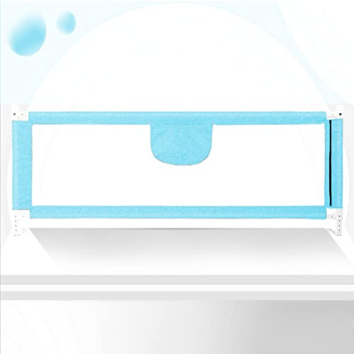 Belfoyer Barrière de Lit Bébé 180 cm, Réglable en Hauteur et à Levage Vertical, Filet Respirant & Cadre en Acier Carbone, sans Perçage, Sécurité Anti-Chute pour Enfants(Bleu)