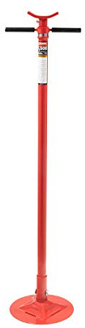 Sunex 6809A, Underhoist Support Stand, ¾ Ton Capacity, 12 Inch Diameter Base, Contoured Saddle, Bearing Mounted Spin Handle, Self-Locking ACME Threaded Screw, Supports Vehicle Components