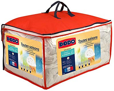 DODO - Couette 4 Saisons Ultra Douce 240x260 cm - Convient 2 Personnes - Tissu 100% Polyester - Garnissage Synthétique 100% Polyester Fibre Volupt'Air - Toucher Peau de Pêche - Lavable à 40°C