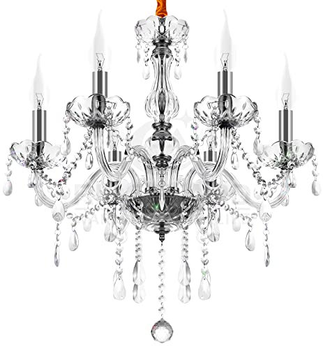 Ridgeyard Lampadario Cristallo a 6 Bracci K9 Lampada da Soffitto di Cristallo Home Decor per Corridoio, Cucina, Sala da Pranzo, Camera da Letto, Soggiorno, Trasparente