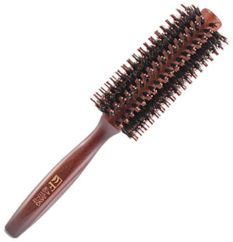 Brosse à cheveux ronde en bois de poils de sanglier naturels Brosse à cheveux antistatique pour coiffure, séchage, bouclage, ajouter du volume et de la brillance des cheveux