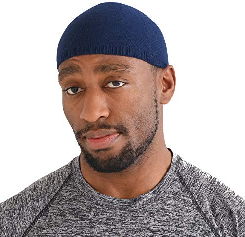 CHARM Berretto Cotone Uomo Kufi Beanie - Sottocasco Estivo Bici Cappello Copricapo Arabo Prodotto in Giappone Marina M