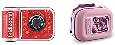 VTech KidiZoom PrintCam (Red), Digital Camera for Children, Action Camera 5 Years + & Kidizoom Camera Case, Portable Hard Case for Children, Suitable for Girls and Boys from 3, 4, 5+ Year Olds, Pink
