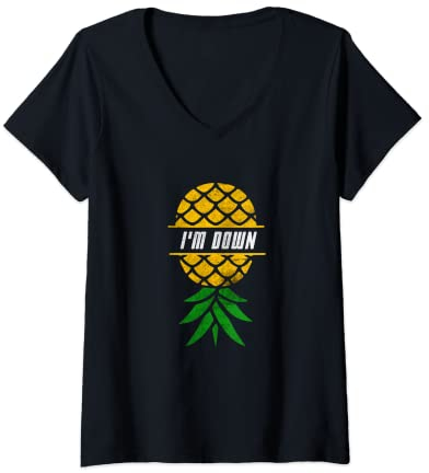 Femme Cool I'm Down Balançoire à fruits tropicaux pour garçons et filles T-Shirt avec Col en V
