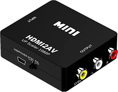 Aolirot HDMI auf AV Adapter, 3 RCA CVBS Composite Konverter Konverter Video und Audio Signal Mini 1080P mit USB-Ladekabel, kompatibel für PC PS3/Laptop/Xbox/TV/VCR-Kamera DVD
