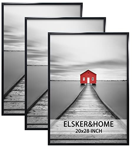ELSKER&HOME 20x28 Frame, Picture Frame 3 Pack Black, Poster Frame 20x28 for Horizontal or Vertical Wall Mounting, Sturdy and Scratch-proof