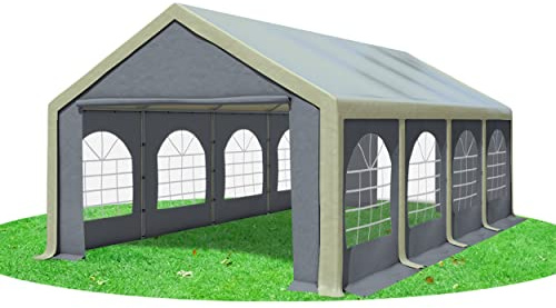 Stabilezelte Partyzelt 4x8m Modular Professional PVC 500 g/m² mit Fenster BRAUN GRAU