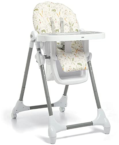 Mamas & Papas Snax Hochstuhl, Verstellbar, Zusammenklappbar mit abnehmbaren Essbrettchen, Buchstaben-Blumen-Muster, Wonky Veg