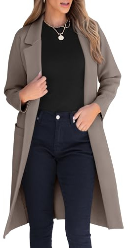 ANRABESS Womens Cardigan Sweater 2025 Fall Outfits Knitted Lapel Long Coats Coatigans Gray Medium