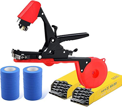 Máquina de atado de plantas, herramienta de cinta de atado de vides de jardín, tapetool con 20 rollos y 2 cajas de cinta de grapas, herramienta de tapizado de jardín para ramas
