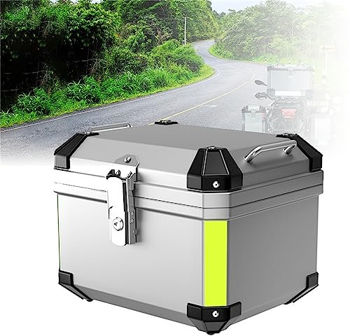 Bauletto per motocicletta, bagagliaio universale per motocicletta in alluminio per impieghi gravosi con piastra di base della staffa, bauletto per moto impermeabile con cuscino posteriore 45L silver