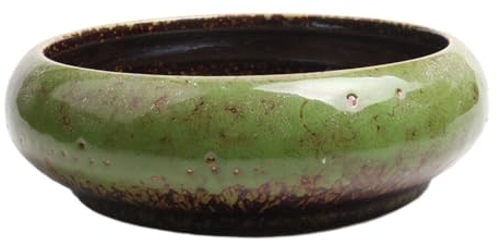 CLSSLVVBN Ciotola per fioriera Rotonda e succosa, Creativa e Durevole, per Giardino e Verdure, Vaso per Bonsai in Ceramica Smaltata Vintage, Verde